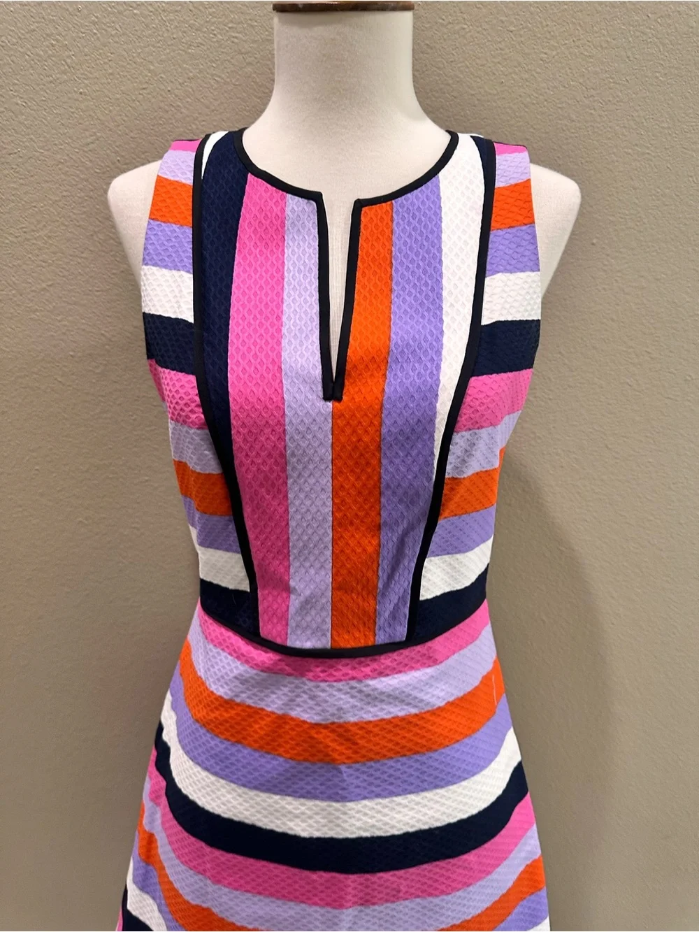 Kate Spade Sunset Stripe Jacquard Dress Striped Sleeveless A-Line Dress Size 0